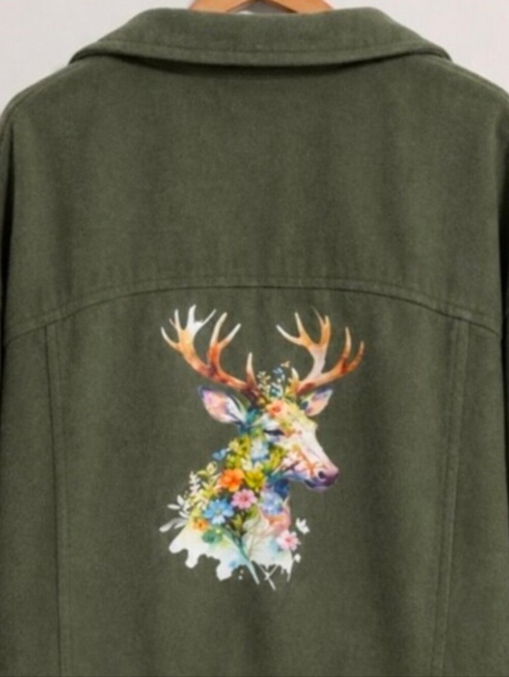 Artistically Re-Imagined | Large | Olive | Cozy | Floral Deer | Perfect for Fall